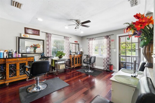 205 S Highland Ave, Apopka, FL 32703 - office space featuring a ceiling fan, baseboards, wood finished floors, recessed lighting, and a textured ceiling
