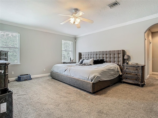 3213 Kentshire Blvd, Ocoee, FL 34761 - bedroom featuring carpet flooring, arched walkways, ornamental molding, and baseboards