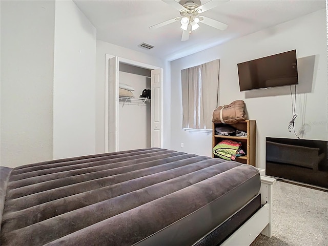 3213 Kentshire Blvd, Ocoee, FL 34761 - bedroom featuring a closet, speckle patterned floor, and ceiling fan