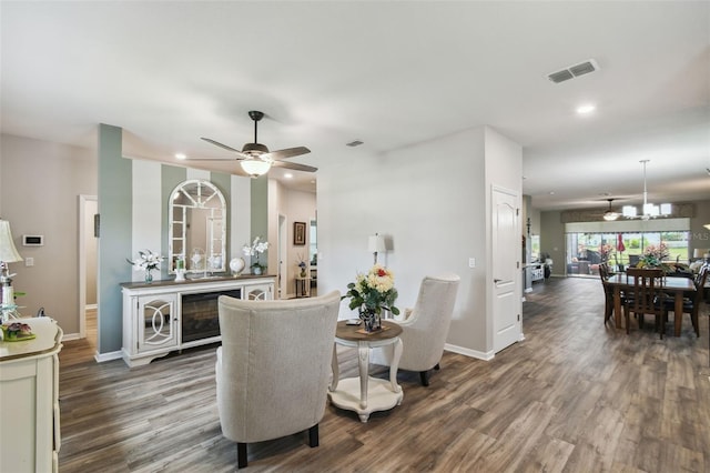 2941 Marlberry Ln, Clermont, FL 34714 - dining area featuring wood finished floors, ceiling fan, a chandelier, and recessed lighting