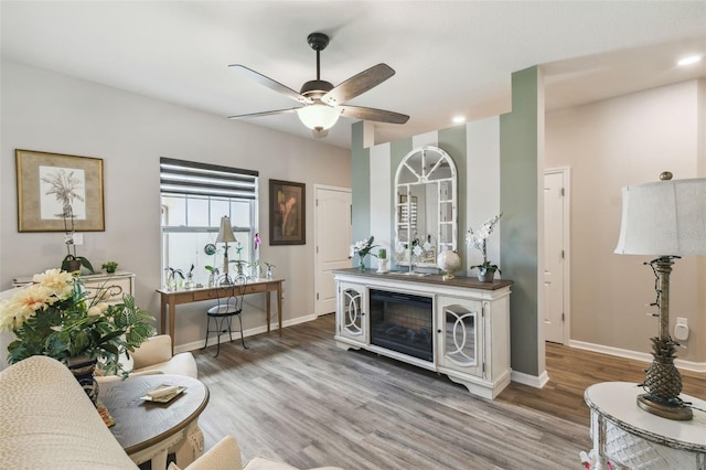 2941 Marlberry Ln, Clermont, FL 34714 - living area with ceiling fan, wood finished floors, and recessed lighting