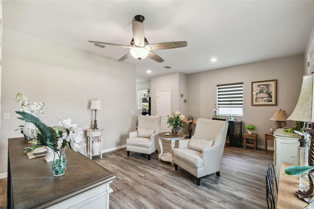 2941 Marlberry Ln, Clermont, FL 34714 - living room featuring a ceiling fan, plenty of natural light, light wood-style flooring, and recessed lighting