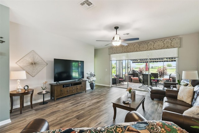 2941 Marlberry Ln, Clermont, FL 34714 - living area featuring wood finished floors and ceiling fan