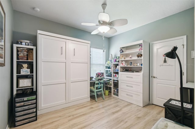 2941 Marlberry Ln, Clermont, FL 34714 - home office featuring ceiling fan and light wood-style flooring