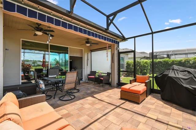 2941 Marlberry Ln, Clermont, FL 34714 - view of patio / terrace featuring ceiling fan, outdoor lounge area, a lanai, and outdoor dining area