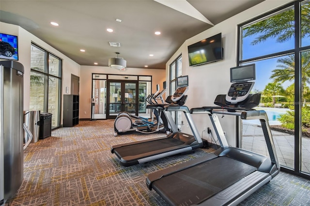 2941 Marlberry Ln, Clermont, FL 34714 - workout area featuring carpet flooring and recessed lighting