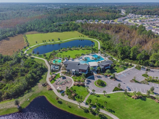 2941 Marlberry Ln, Clermont, FL 34714 - aerial view of property and surrounding area featuring a heavily wooded area and a large body of water