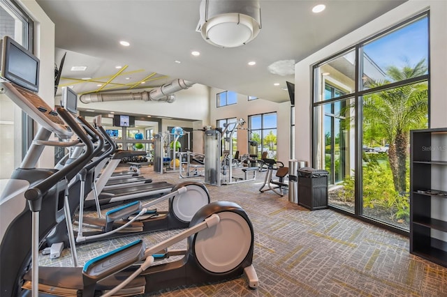 2941 Marlberry Ln, Clermont, FL 34714 - exercise room featuring carpet and recessed lighting