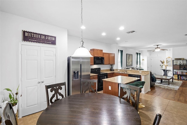 30245 Cheval St, Mount Dora, FL 32757 - dining area with a ceiling fan, light tile patterned floors, and recessed lighting