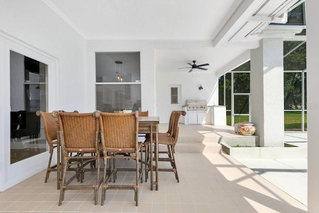 5913 Masters Blvd, Orlando, FL 32819 - view of patio / terrace with ceiling fan and glass enclosure
