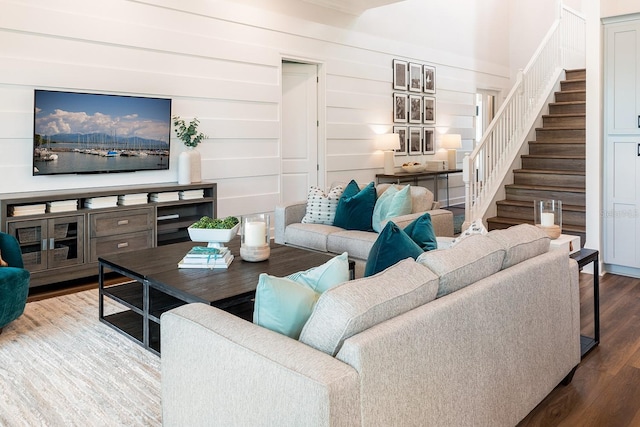 1031 Signet, Apollo Beach, FL 33572 - living area with stairs and wood finished floors