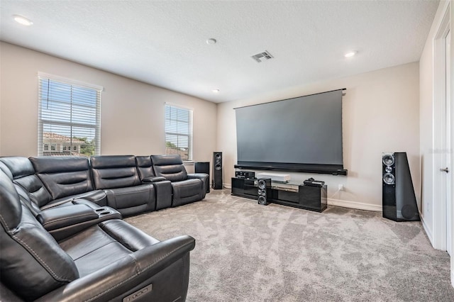 29043 Picana Ln, Wesley Chapel, FL 33543 - carpeted home theater featuring baseboards, a textured ceiling, and recessed lighting