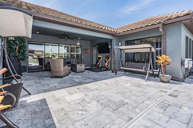 29043 Picana Ln, Wesley Chapel, FL 33543 - view of patio / terrace with a ceiling fan and an outdoor hangout area
