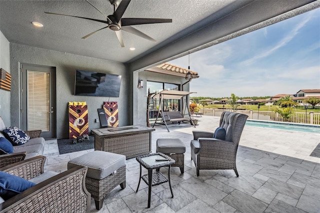 29043 Picana Ln, Wesley Chapel, FL 33543 - view of patio featuring ceiling fan and an outdoor hangout area