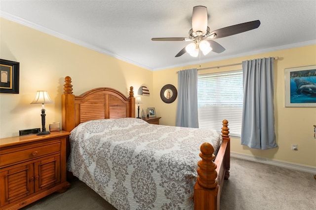 7003 Cupseed Ln, Harmony, FL 34773 - bedroom with dark carpet, crown molding, a ceiling fan, and baseboards