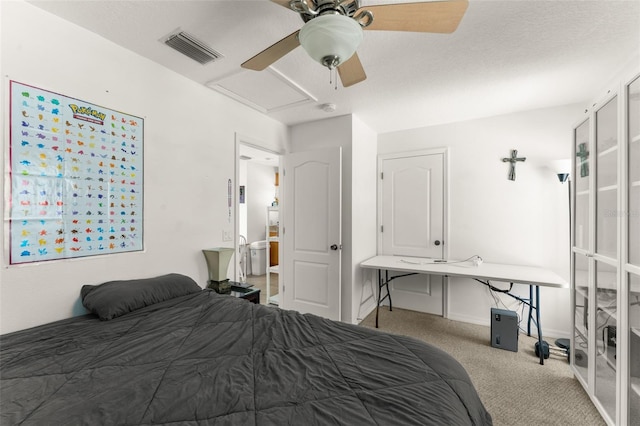 7003 Cupseed Ln, Harmony, FL 34773 - carpeted bedroom with baseboards, ceiling fan, and attic access