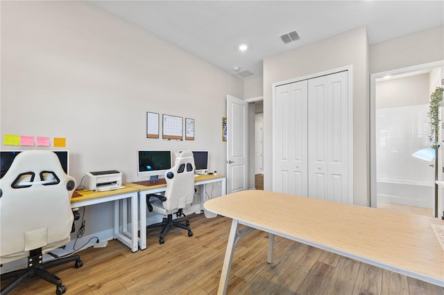 16013 Silver Brook Way, Winter Garden, FL 34787 - home office with wood finished floors, recessed lighting, and baseboards