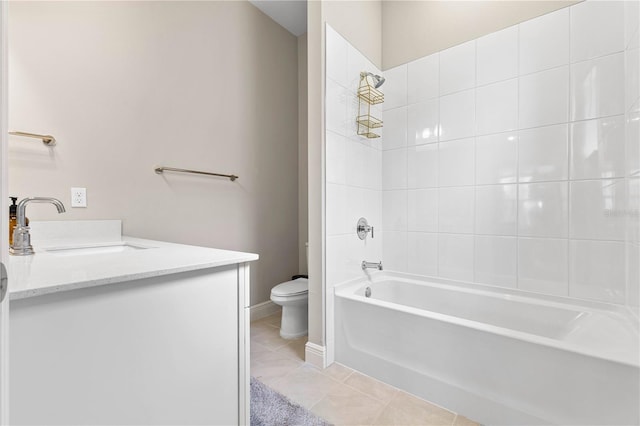 16013 Silver Brook Way, Winter Garden, FL 34787 - full bath featuring tile patterned flooring, shower / bath combination, toilet, vanity, and baseboards