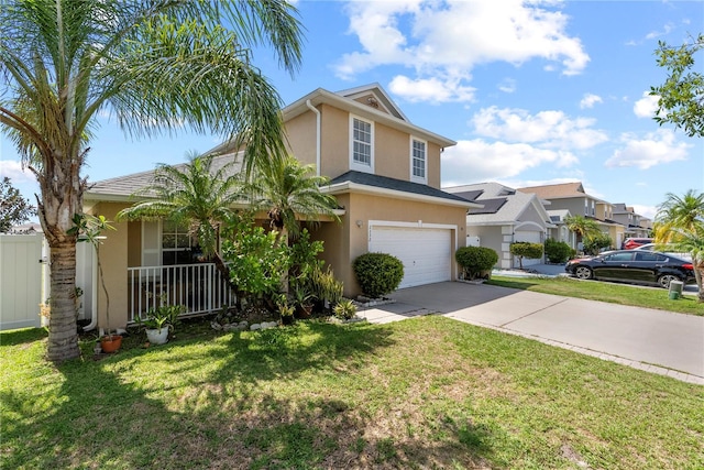 2332 Andrews Valley Dr, Kissimmee, FL 34758 - view of front facade featuring stucco siding, a garage, concrete driveway, and a residential view