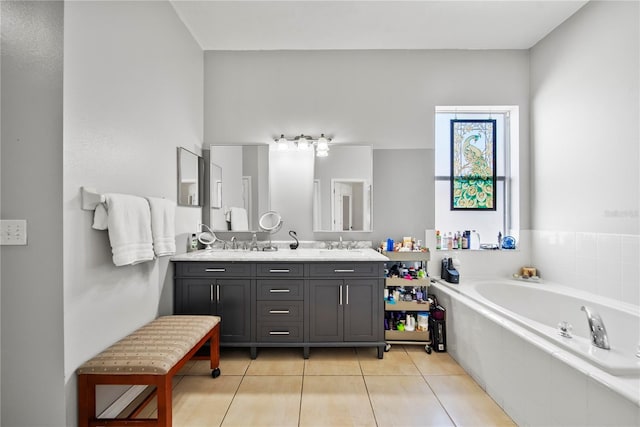 2332 Andrews Valley Dr, Kissimmee, FL 34758 - full bathroom with a bath, double vanity, and tile patterned flooring