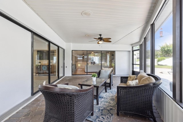 1327 Bridgeport Dr, Winter Park, FL 32789 - sunroom / solarium with a ceiling fan and an outdoor hangout area