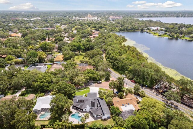 1327 Bridgeport Dr, Winter Park, FL 32789 - aerial perspective of suburban area featuring a nearby body of water and a pool area