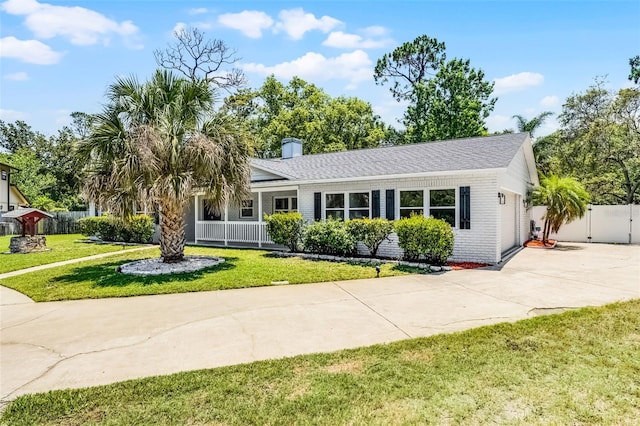 174 Pine Grove Ct, Daytona Beach, FL 32119 - view of front of property featuring driveway, brick siding, and a chimney