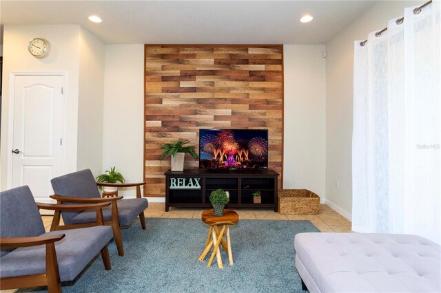 1979 Majorca Dr, Kissimmee, FL 34747 - living area with recessed lighting, light tile patterned flooring, baseboards, and a fireplace