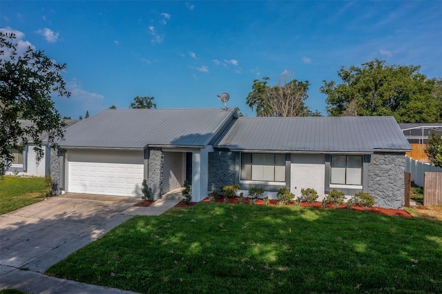 838 Haulover Dr, Altamonte Springs, FL 32714 - view of front of house featuring stone siding, metal roof, and a garage