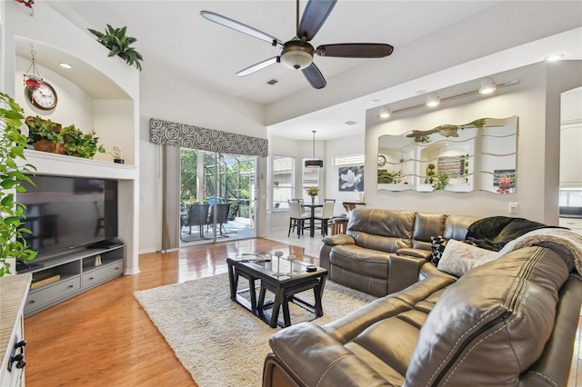 404 Sotheby Way, Debary, FL 32713 - living area with a ceiling fan, light wood-style flooring, baseboards, and recessed lighting