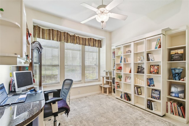 404 Sotheby Way, Debary, FL 32713 - home office featuring plenty of natural light, ceiling fan, baseboards, and carpet flooring