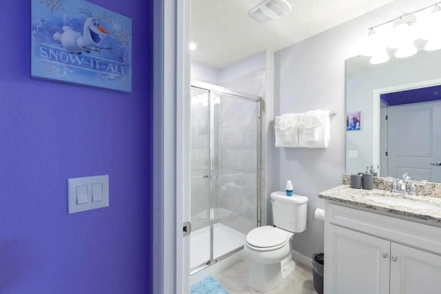 271 Jetty Way, Davenport, FL 33897 - full bathroom featuring toilet, vanity, a stall shower, and baseboards