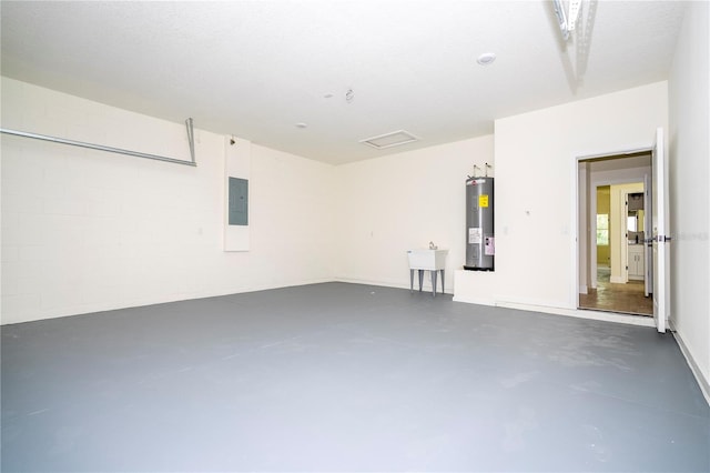 25 W 7th St, Apopka, FL 32703 - garage with water heater, electric panel, and a sink