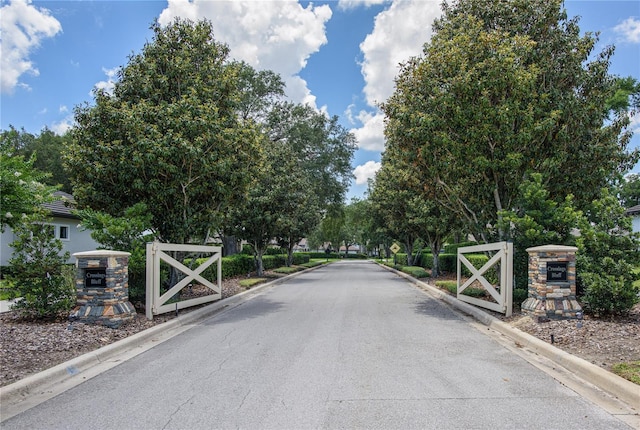 25859 Crossings Bluff Ln, Sorrento, FL 32776 - view of asphalt street with curbs and a gate