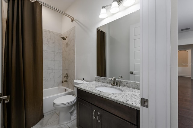 25859 Crossings Bluff Ln, Sorrento, FL 32776 - bathroom with vanity, toilet, and shower / bath combination with curtain