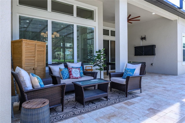 25859 Crossings Bluff Ln, Sorrento, FL 32776 - view of patio / terrace with outdoor lounge area and ceiling fan