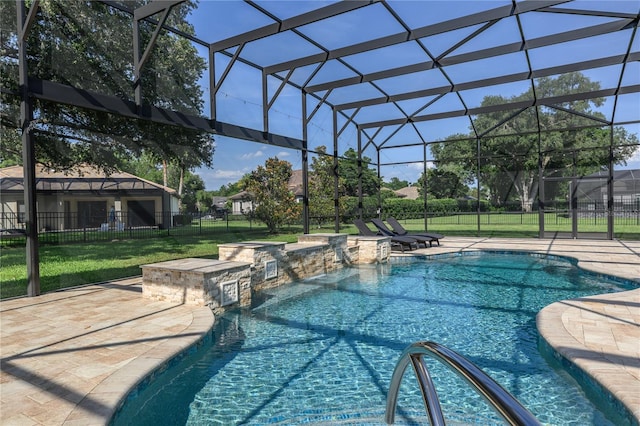 25859 Crossings Bluff Ln, Sorrento, FL 32776 - view of pool with a patio area and glass enclosure