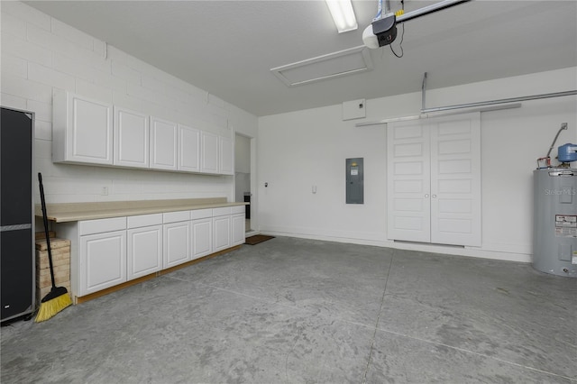 25859 Crossings Bluff Ln, Sorrento, FL 32776 - garage featuring electric panel, water heater, and a garage door opener