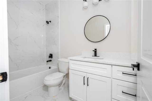 33 W 7th St, Apopka, FL 32703 - full bath featuring vanity, marble look tiles, toilet, and tub / shower combination