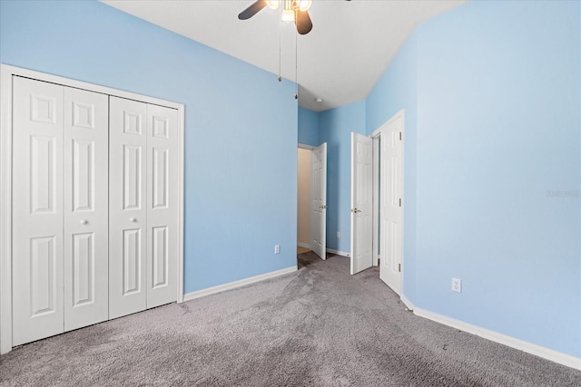 9644 Myrtle Creek Ln, Orlando, FL 32832 - unfurnished bedroom featuring carpet floors, baseboards, a closet, and ceiling fan