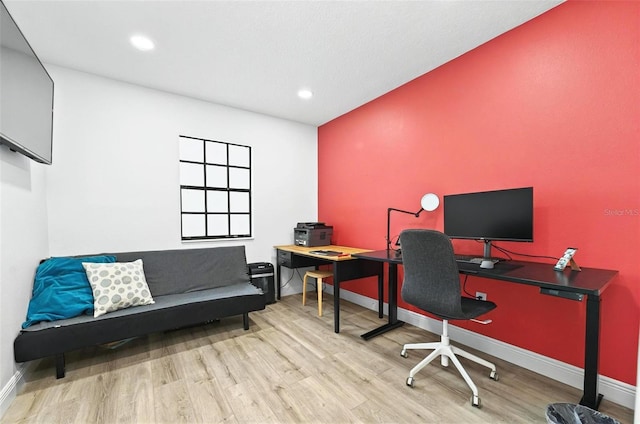 1202 Marshall Ct, Eustis, FL 32726 - office area with wood finished floors, baseboards, and recessed lighting