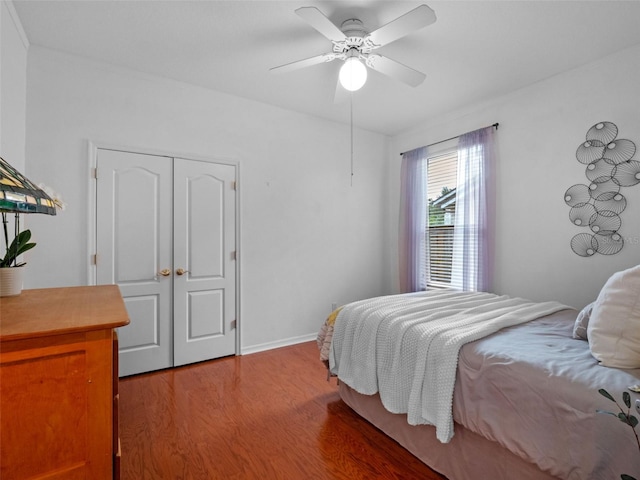3518 Edlingham Ct, Belle Isle, FL 32812 - bedroom with wood finished floors, a closet, and ceiling fan