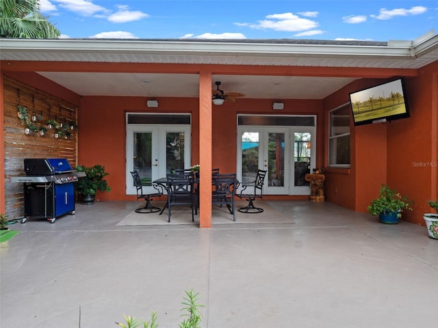 3518 Edlingham Ct, Belle Isle, FL 32812 - view of patio with french doors, grilling area, and ceiling fan