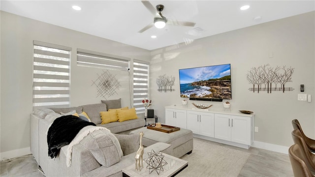 2627 Maitland Crossing Way Unit 101, Orlando, FL 32810 - living room with a ceiling fan, recessed lighting, and baseboards