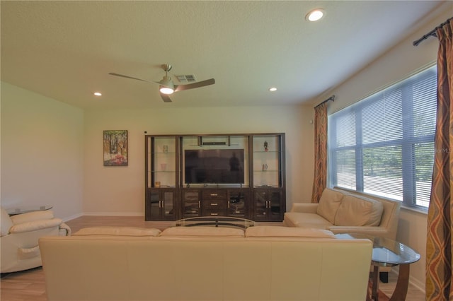 5908 Paxton Ct, Apopka, FL 32703 - living room with baseboards, ceiling fan, and recessed lighting