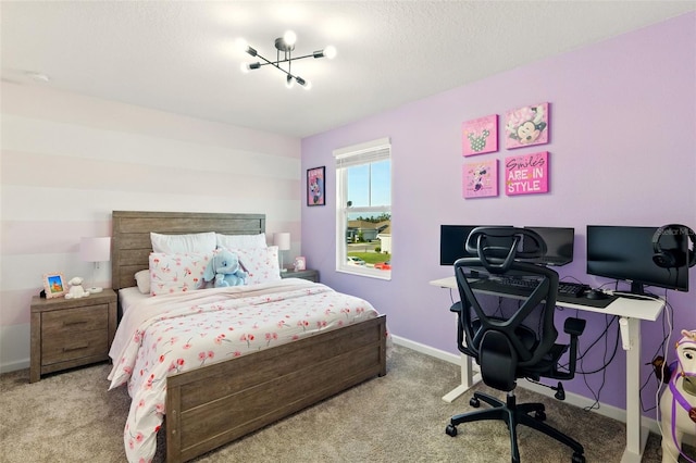 700 Trotters Dr, Eagle Lake, FL 33839 - bedroom with carpet floors, an office area, baseboards, and a textured ceiling