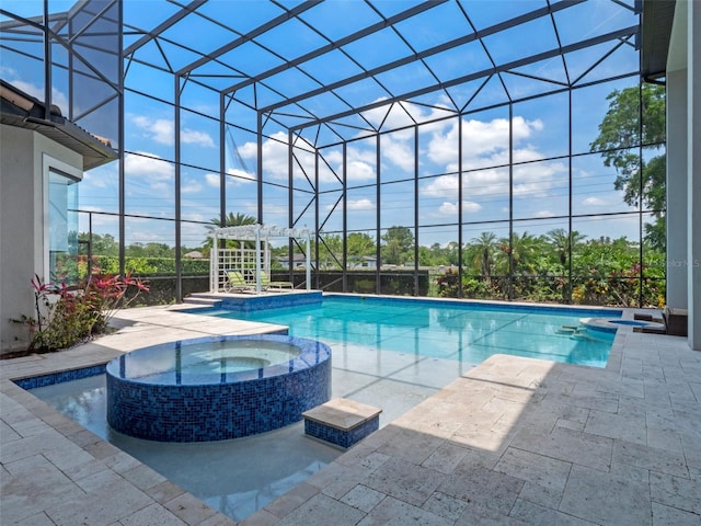 4071 Isabella Cir, Windermere, FL 34786 - view of pool with a pool with connected hot tub, glass enclosure, and a patio
