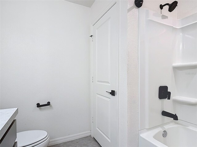 2836 Sanctuary Dr, Clermont, FL 34714 - bathroom featuring shower / washtub combination, vanity, toilet, and baseboards