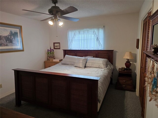 579 Rockingham Rd, Orange Park, FL 32073 - carpeted bedroom with a ceiling fan and a textured ceiling