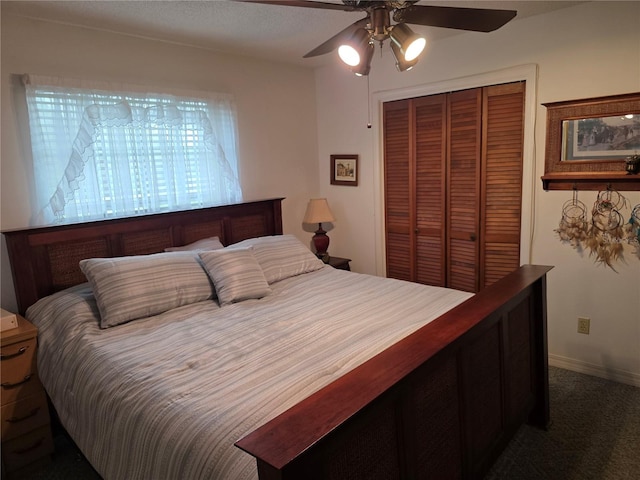 579 Rockingham Rd, Orange Park, FL 32073 - carpeted bedroom with a closet and a ceiling fan